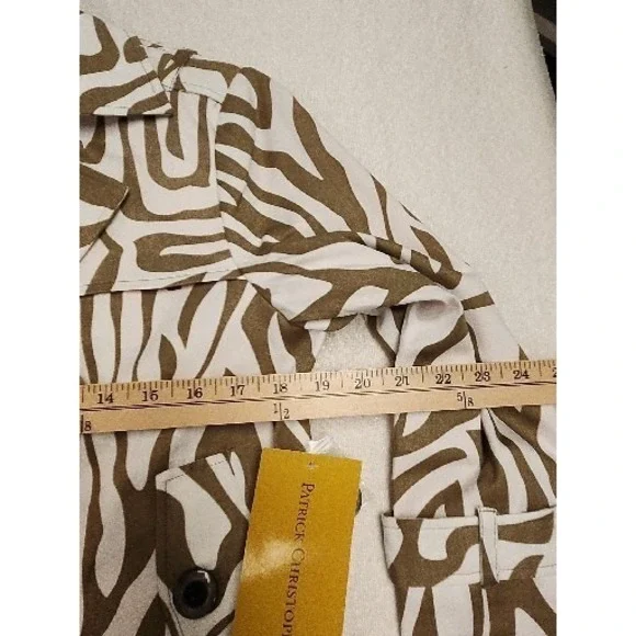 Patrick Christopher Blazer Animal Print Pockets  Orange Lining Size M - Picture 2 of 9